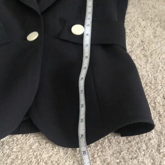 Escada Wool Black Blazer Buttons Peplum Jacket 38 Business Work Suit